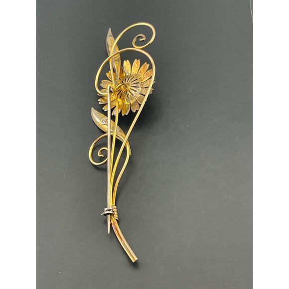 Van Dell Sterling & 12K Gold Filled Floral‎ Spray Brooch 1940s Vintage retro era - Picture 5 of 10